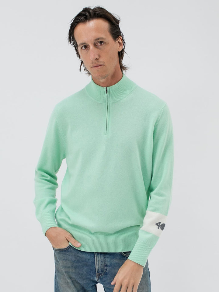 Men's Cashmere Quarter Zip Pullover #MINT