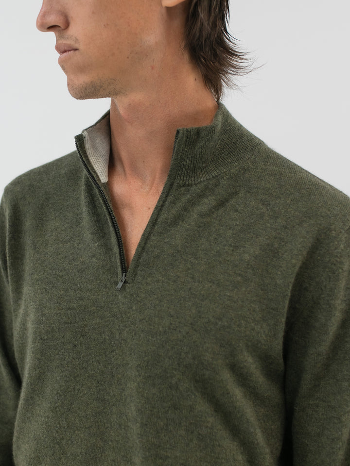 Men's Cashmere Quarter Zip Pullover #MOSS