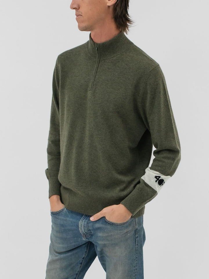 Men's Cashmere Quarter Zip Pullover #MOSS