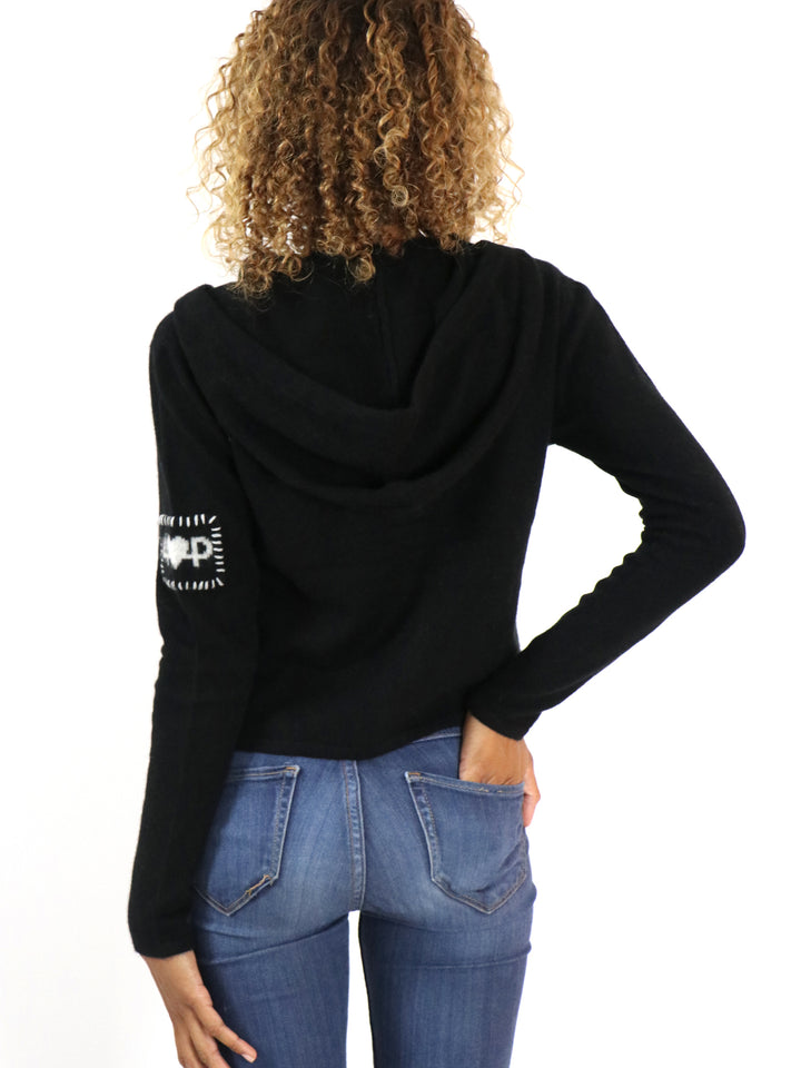 Cropped Zip up Cashmere Hoodie #BLACK