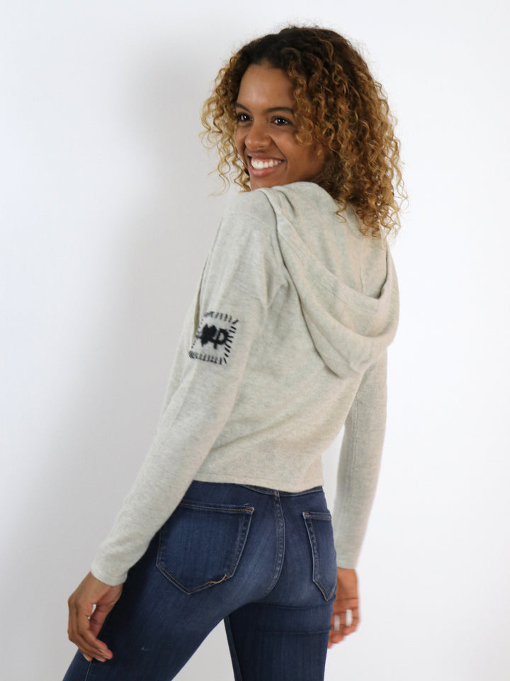 Cropped Zip up Cashmere Hoodie #CLOUD