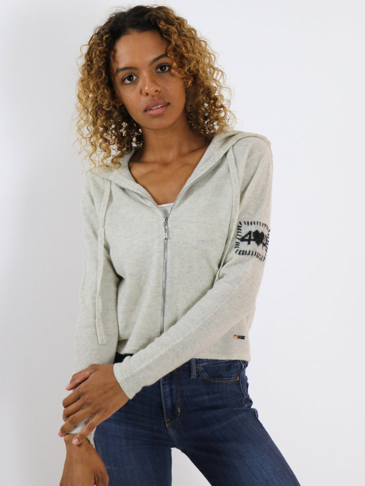 Cropped Zip up Cashmere Hoodie #CLOUD