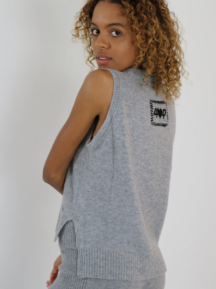 High-Low Cashmere Sleeveless Top #SOFT GREY