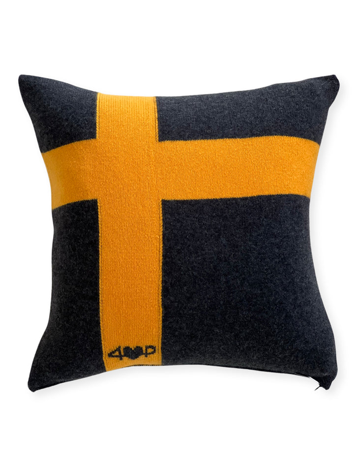 Cashmere Pillow #CHARCOAL/GOLD