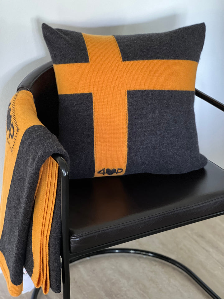 Cashmere Pillow #CHARCOAL/GOLD
