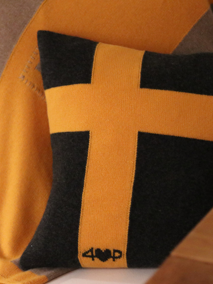 Cashmere Pillow #CHARCOAL/GOLD