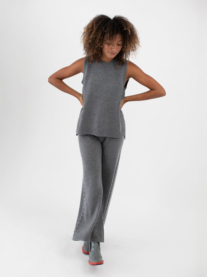 Cashmere Wide Leg Pants #SKY GREY