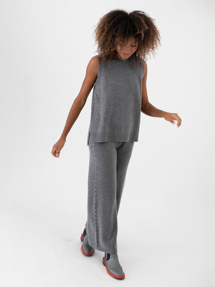 Cashmere Wide Leg Pants #SKY GREY 