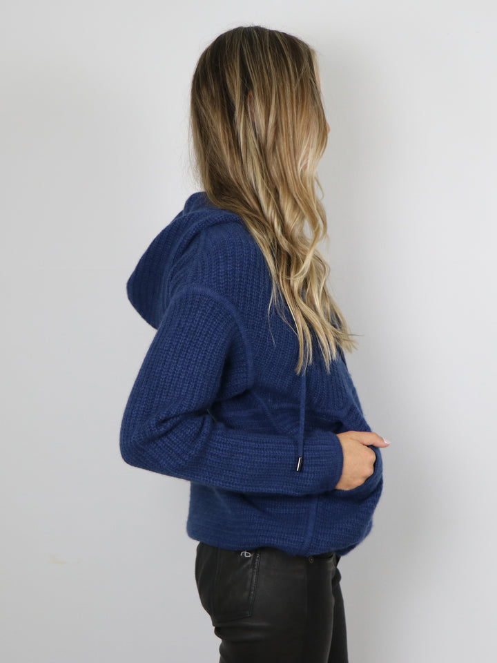 Cashmere Hooded Cardigan #DUTCH BLUE