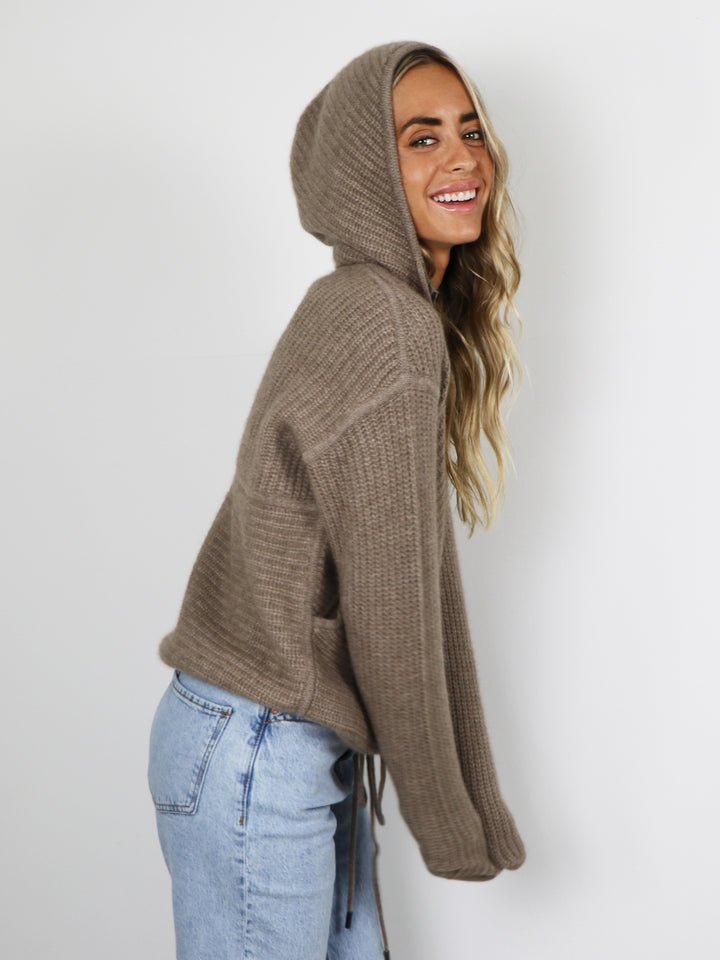 Cashmere Hooded Cardigan #FAWN