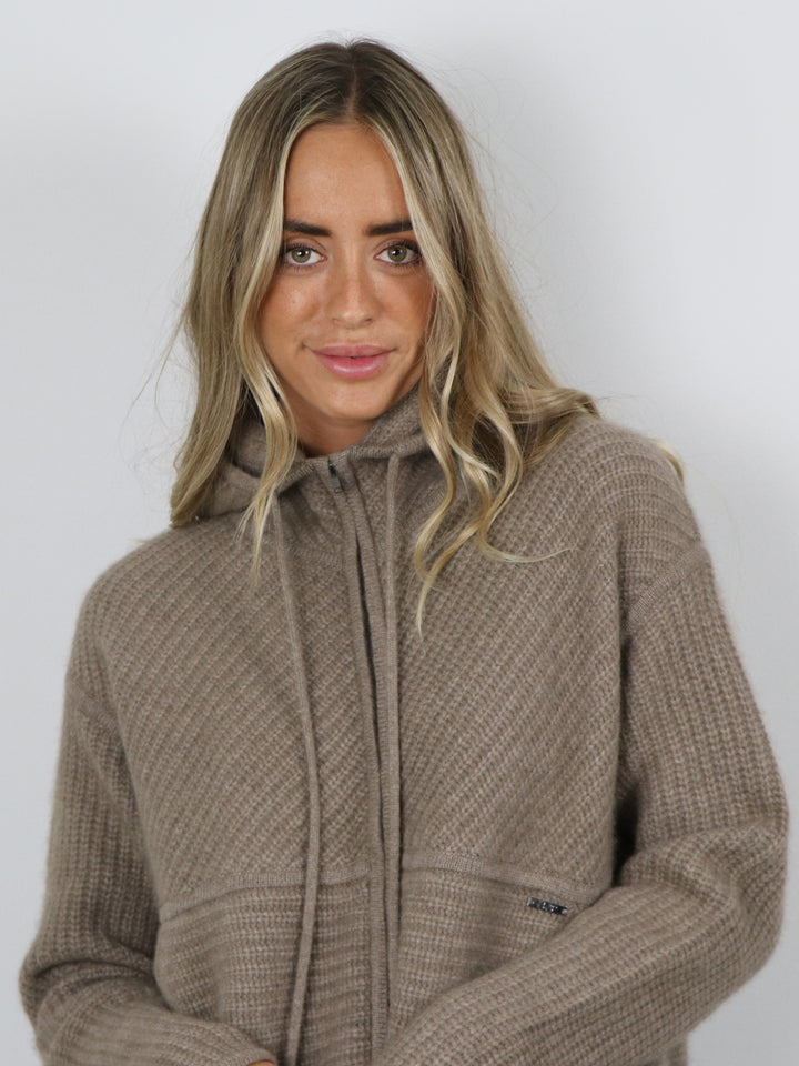 Cashmere Hooded Cardigan #FAWN