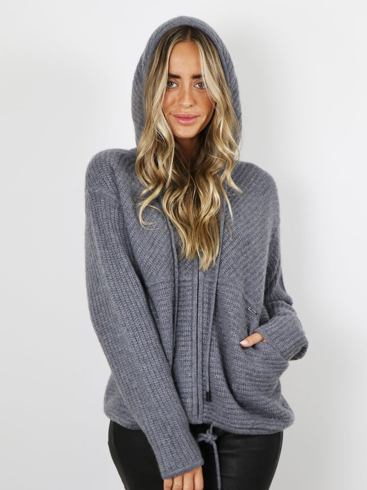 Cashmere Hooded Cardigan #SKY GREY