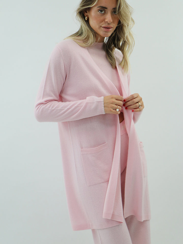 Knee Length Women Cashmere Open Cardigan #PETAL