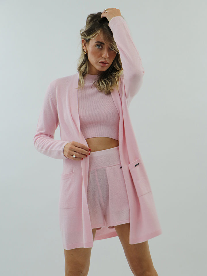 Knee Length Women Cashmere Open Cardigan #PETAL
