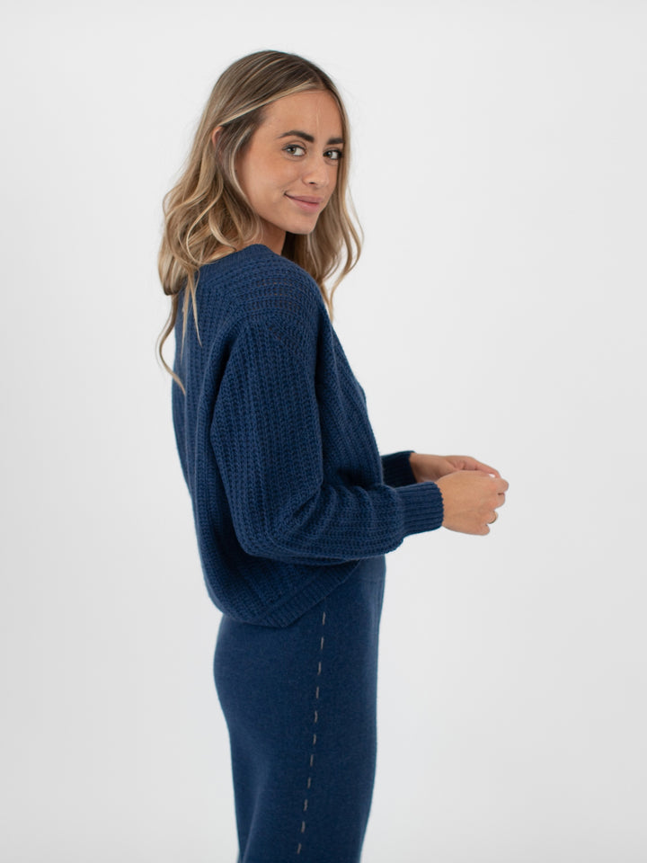 Crop Cashmere Cardigan #DUTCH BLUE