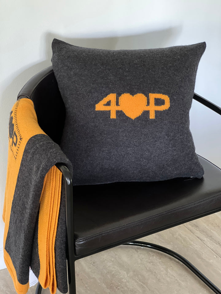 Cashmere Pillow #CHARCOAL/GOLD