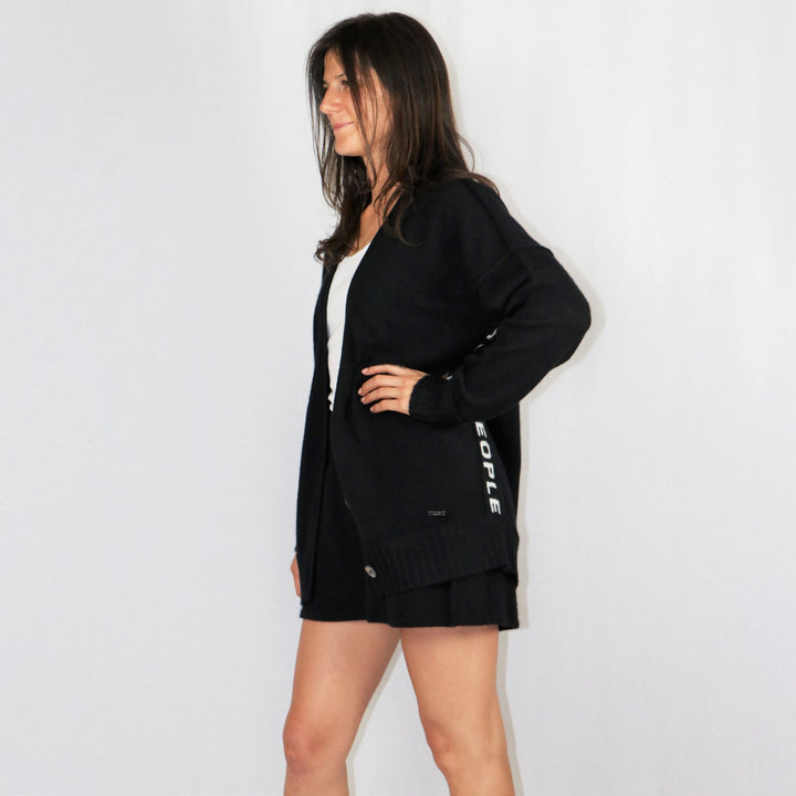 Ultra Light 3 Buttons Women Cashmere Cardigan #BLACK