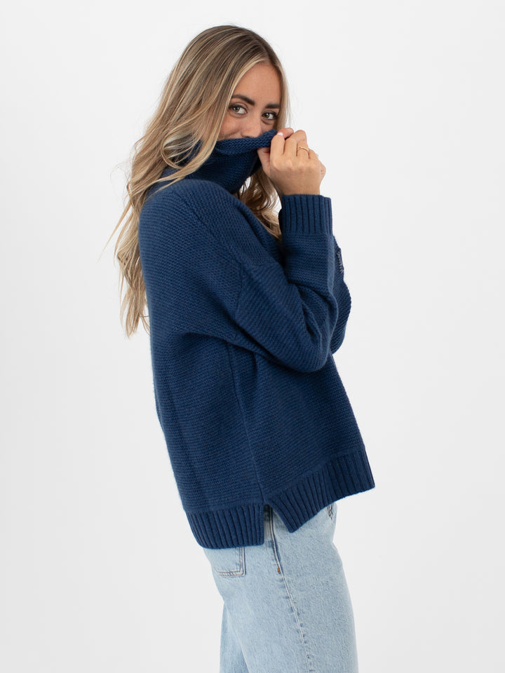 Relaxed Fit Cashmere Turtleneck #DUTCH BLUE