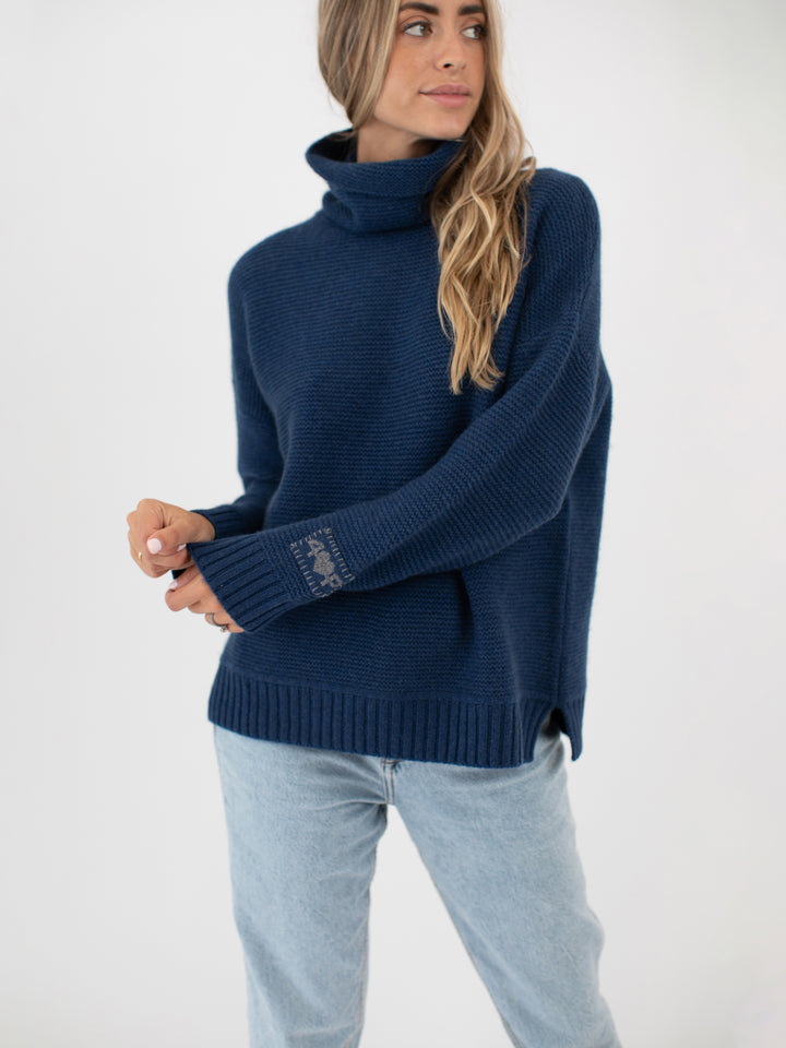 Relaxed Fit Cashmere Turtleneck #DUTCH BLUE