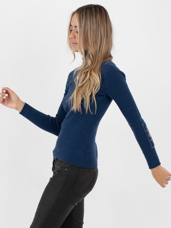 Cashmere Ribbed Turtleneck #DUTCH BLUE