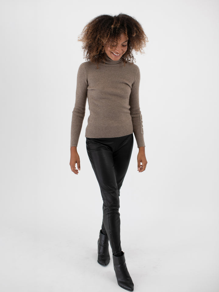 Cashmere Ribbed Turtleneck #FAWN
