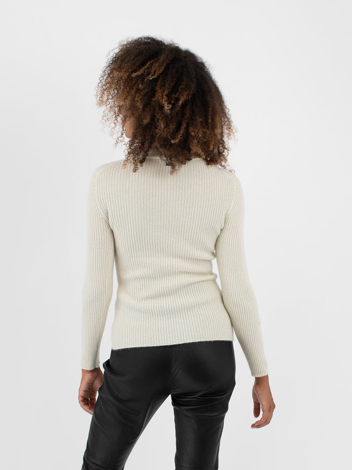 Cashmere Ribbed Turtleneck #PEARL