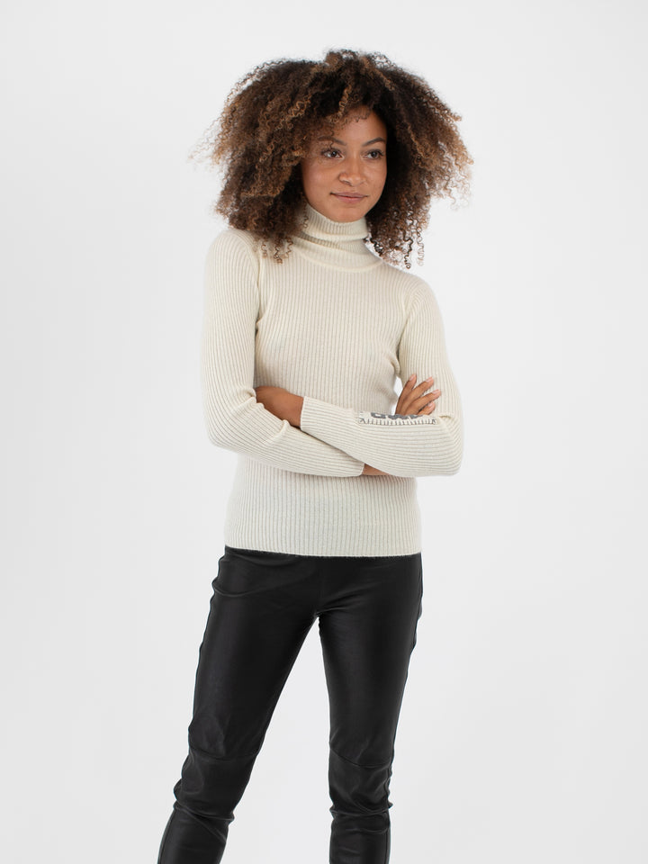 Cashmere Ribbed Turtleneck #PEARL