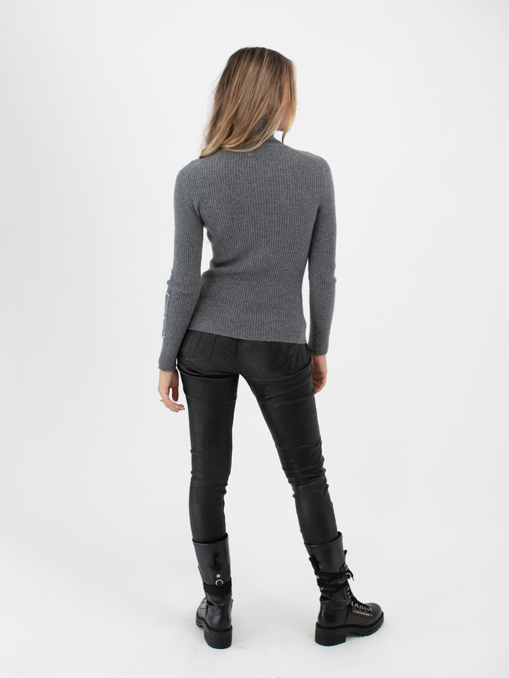 Cashmere Ribbed Turtleneck #SKY GREY