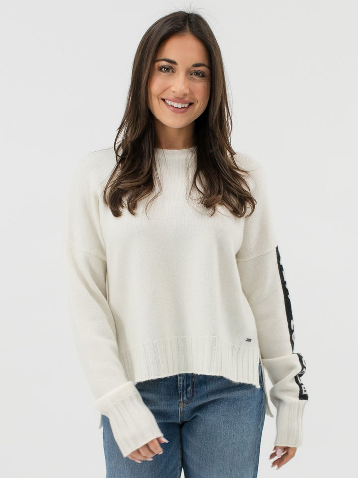 Cashmere Crewneck with High and Low Hem #PEARL
