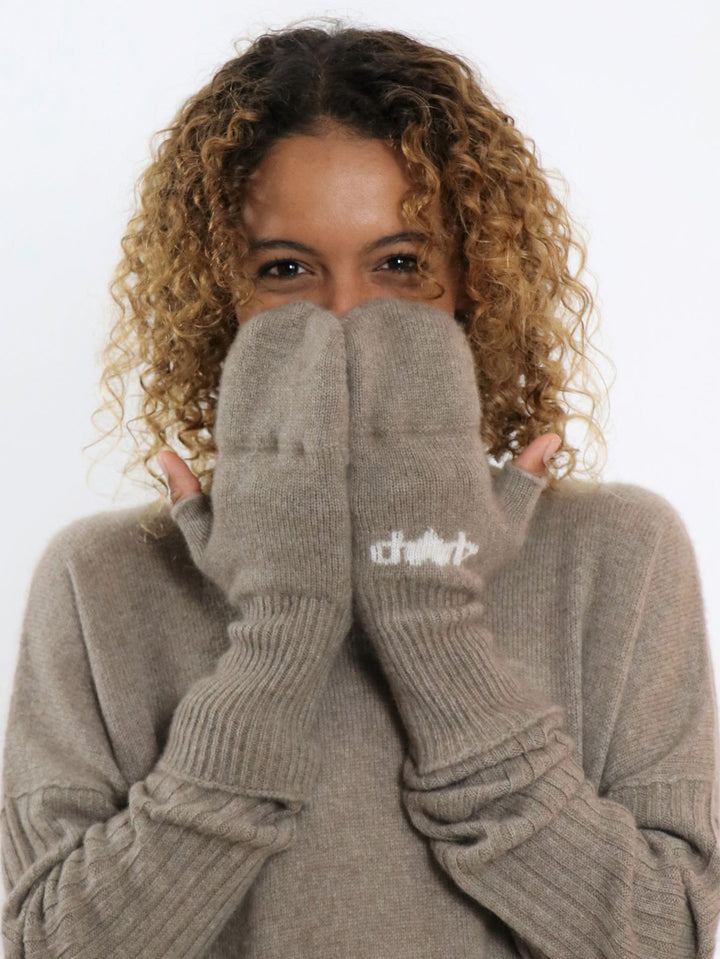 Fingerless Gloves/Mittens in Cashmere #FAWN