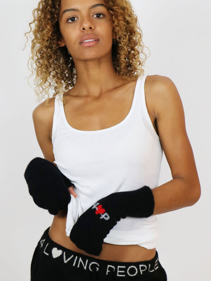 Fingerless Gloves/Mittens in Cashmere #BLACK
