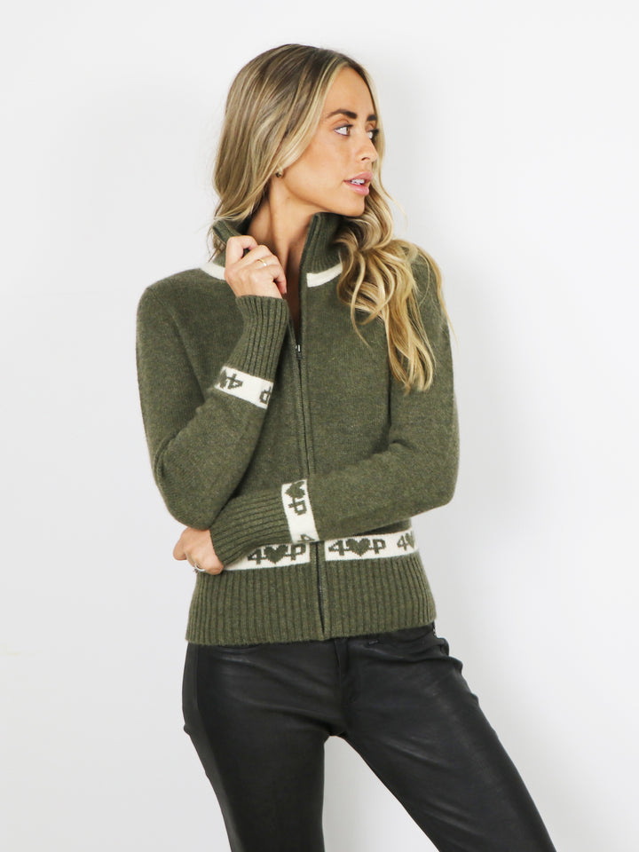 Cashmere Zip-Up Cardigan #MOSS