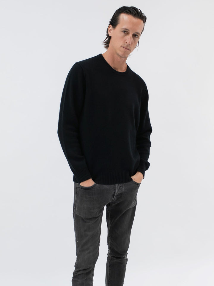 Men Cashmere Crewneck #BLACK