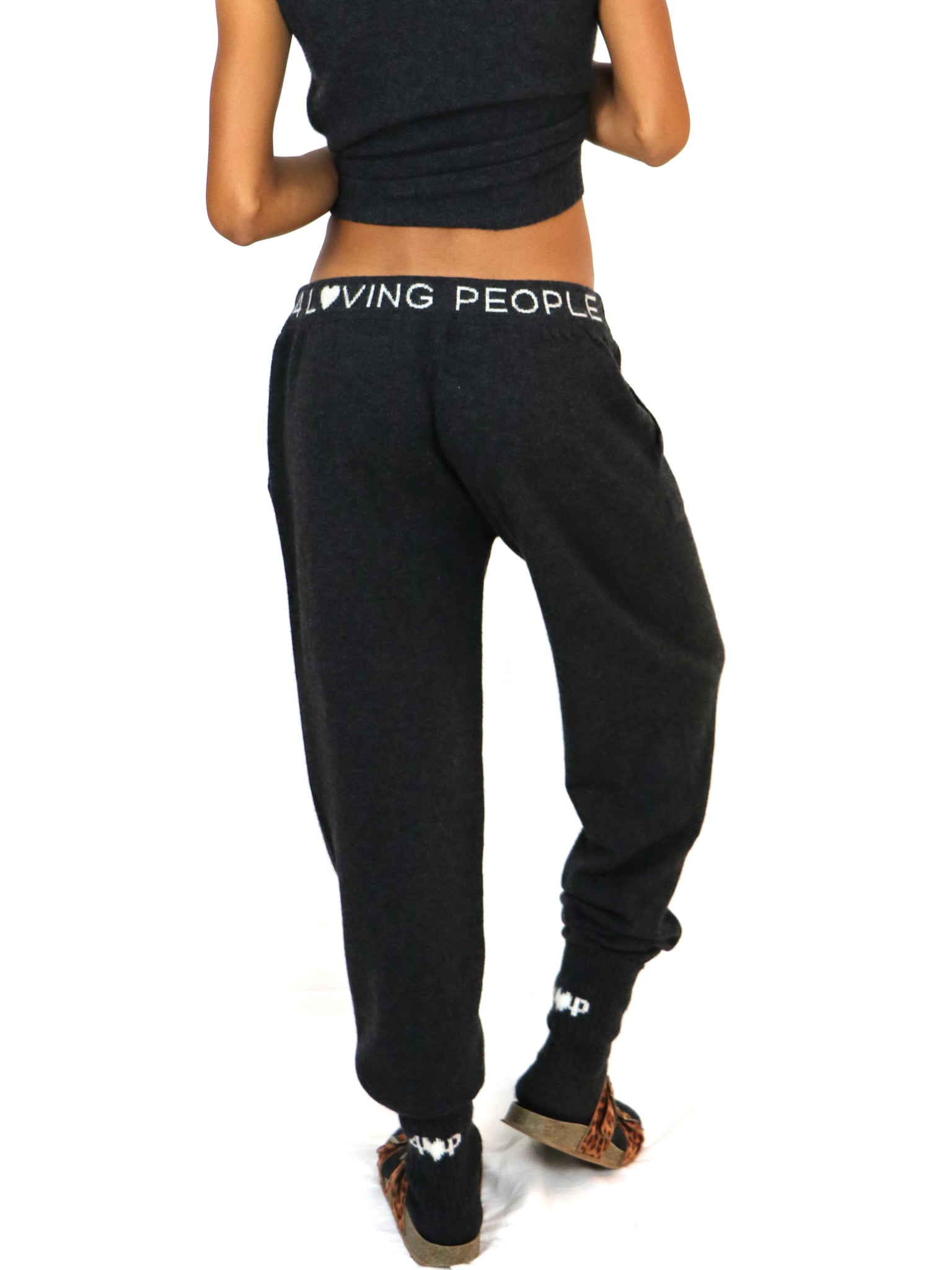 Cashmere Sweatpants with Intarsia at waistband