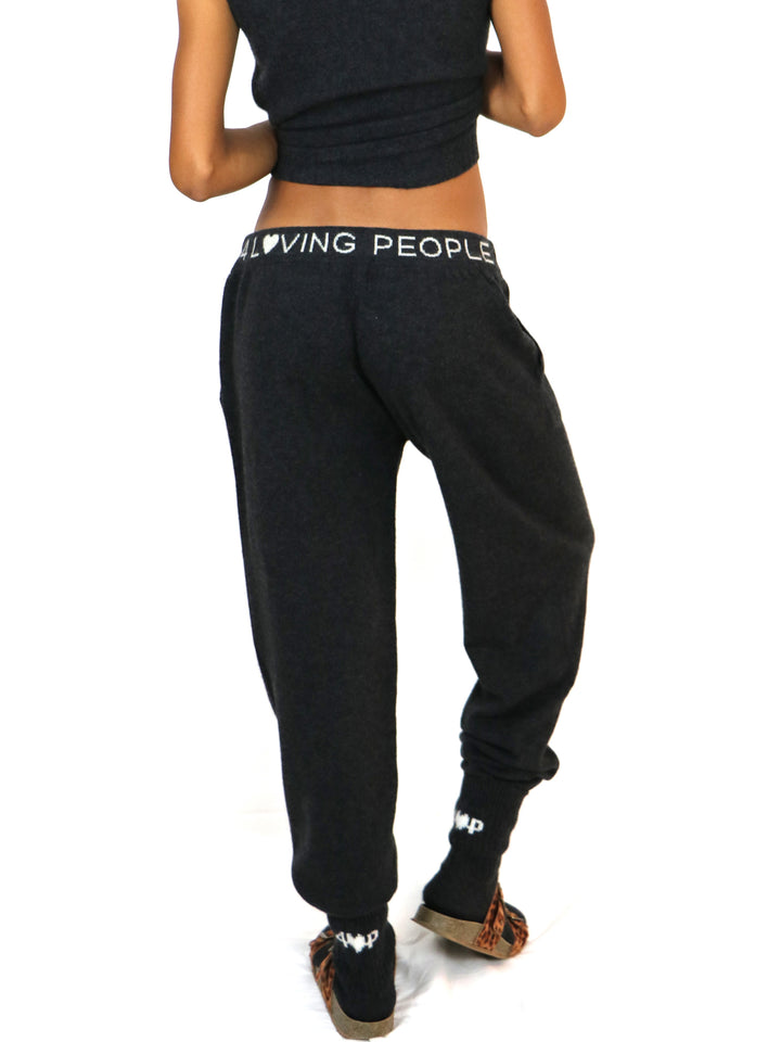 Cashmere Sweatpants with Intarsia at waistband #CHARCOAL