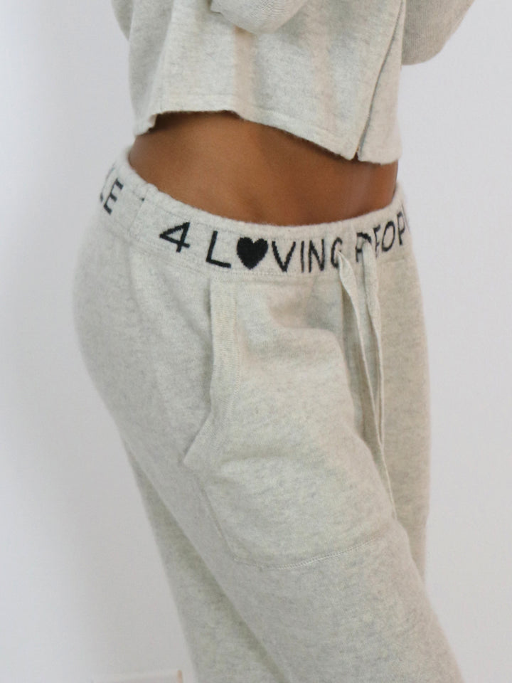 Cashmere Sweatpants with Intarsia at waistband #CLOUD