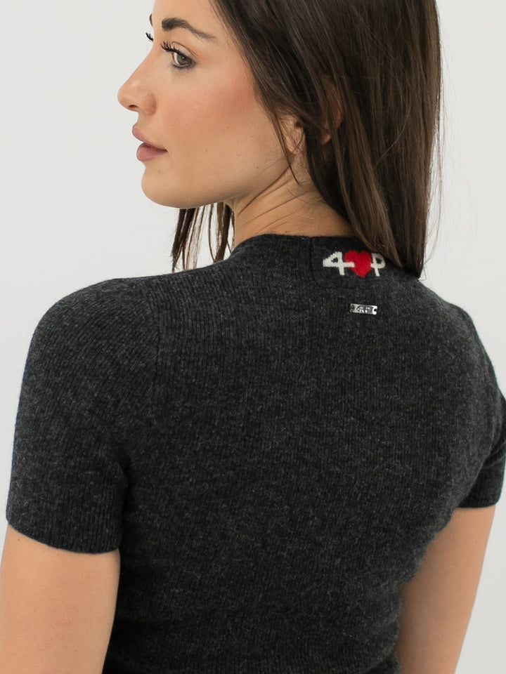 Fitted Cashmere T-Shirt #CHARCOAL