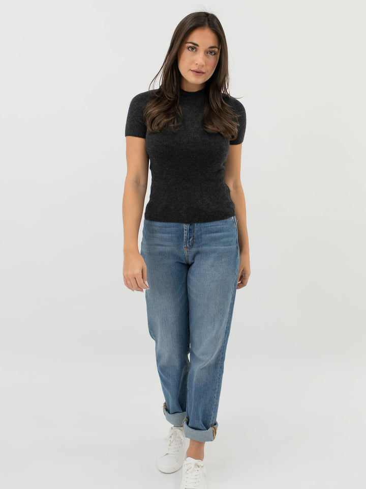 Fitted Cashmere T-Shirt #CHARCOAL