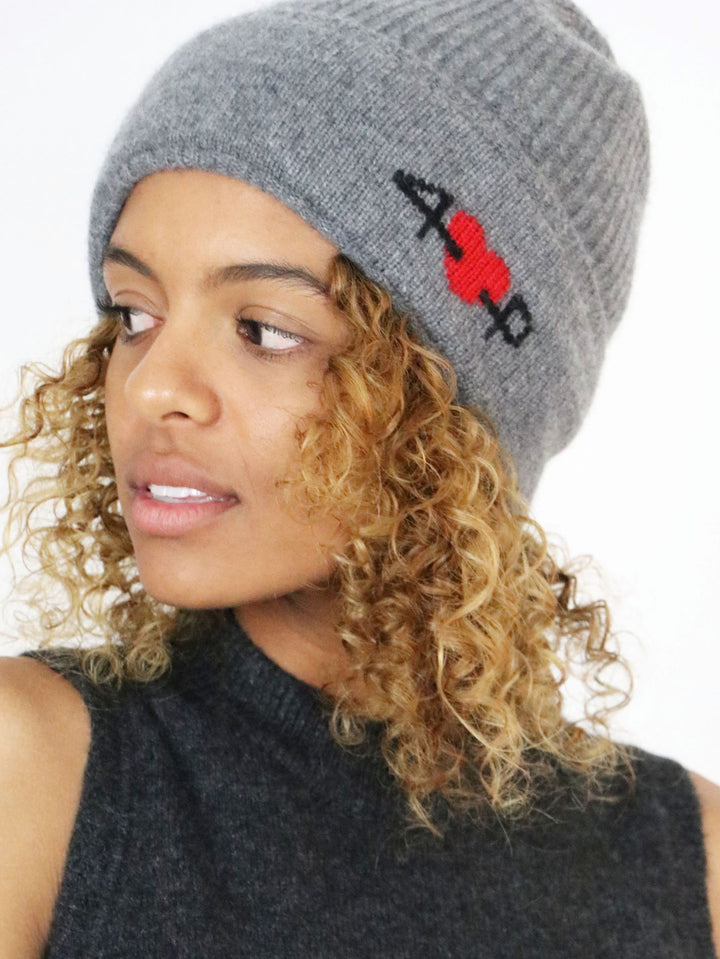 Ribbed Cashmere Beanie #SOFT GREY