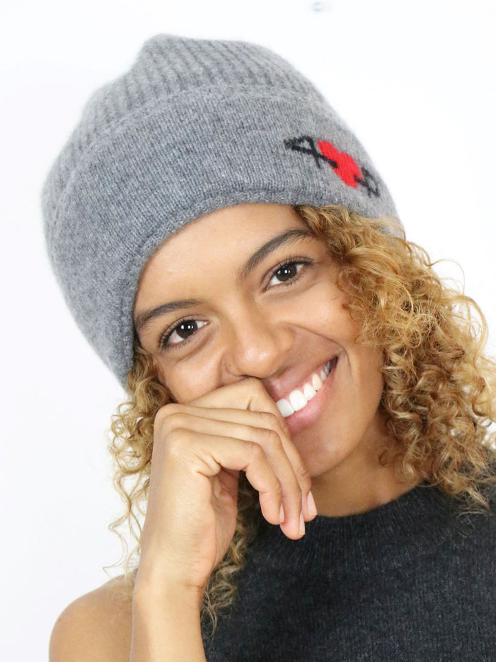 Ribbed Cashmere Beanie #SOFT GREY