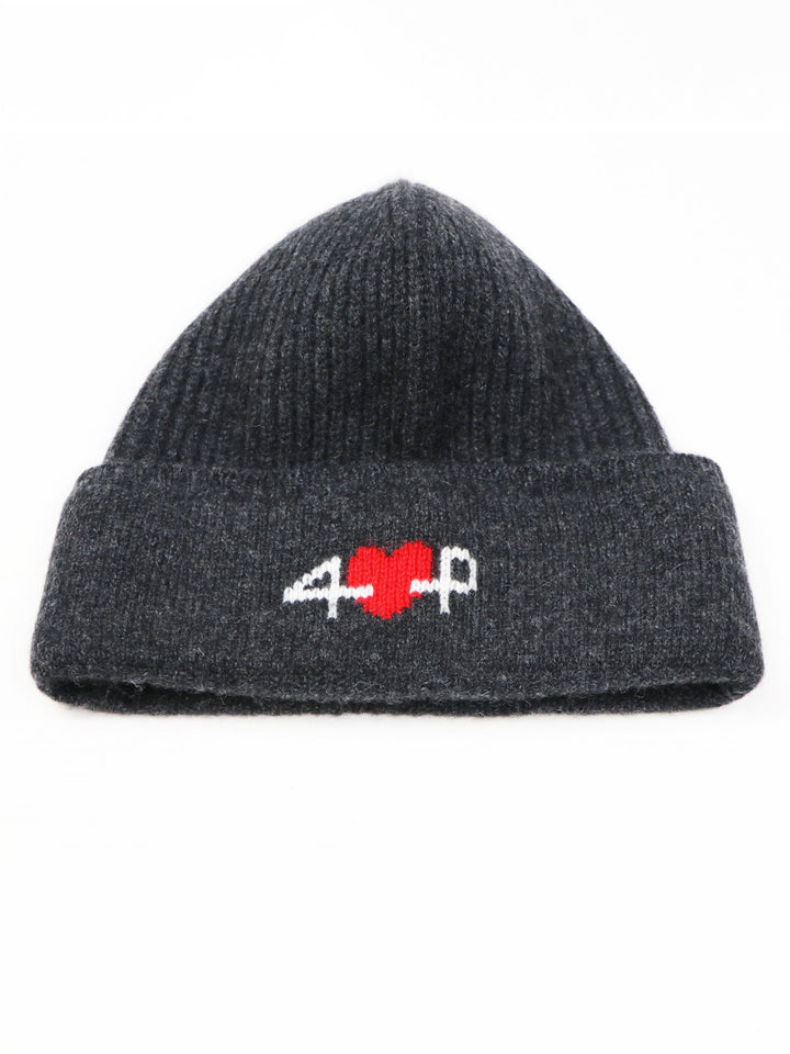 Ribbed Cashmere Beanie #CHARCOAL