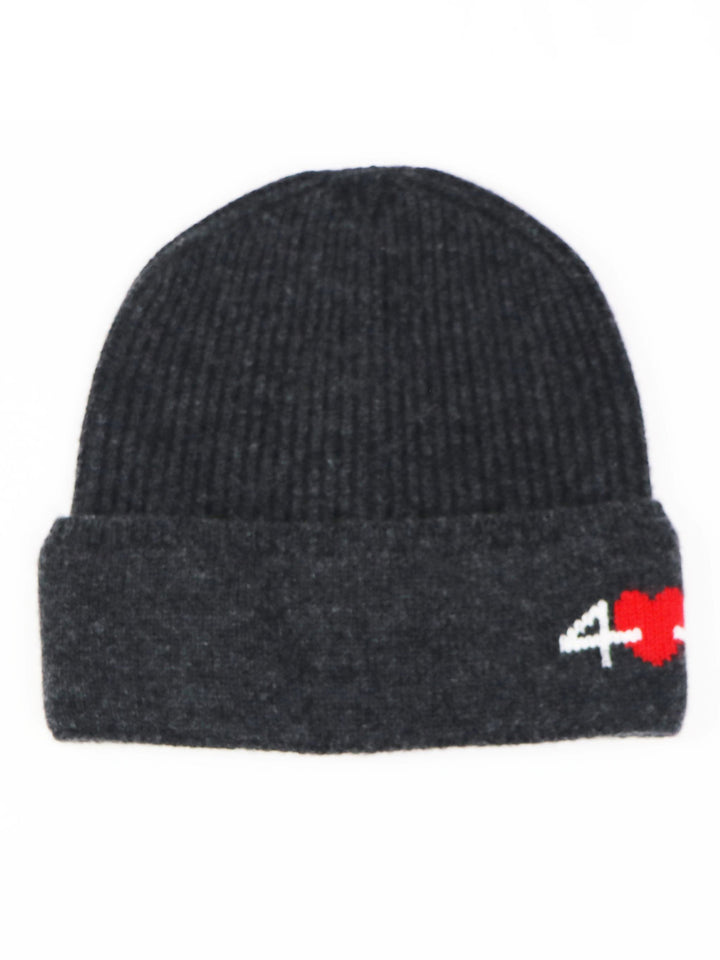 Ribbed Cashmere Beanie #CHARCOAL