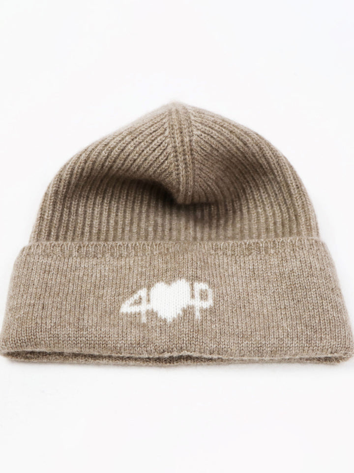 Ribbed Cashmere Beanie #FAWN