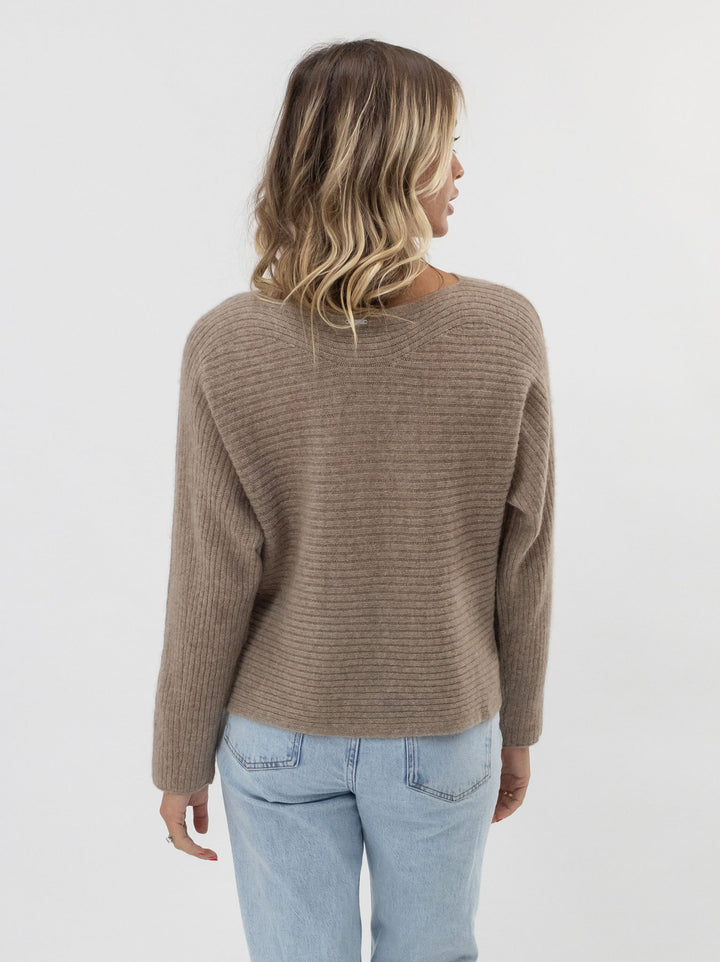 Soft Open Weave Cashmere Boatneck Sweater #FAWN