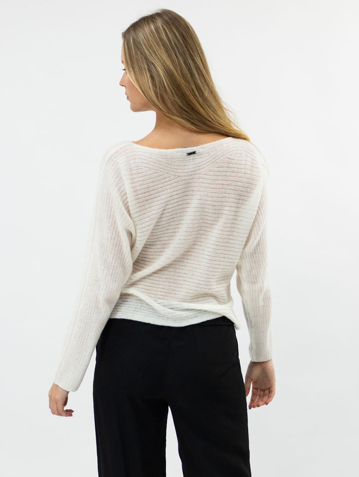 Soft Open Weave Cashmere Boatneck Sweater #PEARL