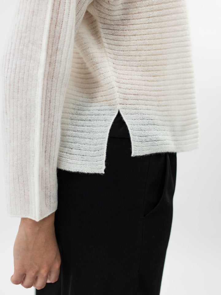 Soft Open Weave Cashmere Boatneck Sweater #PEARL