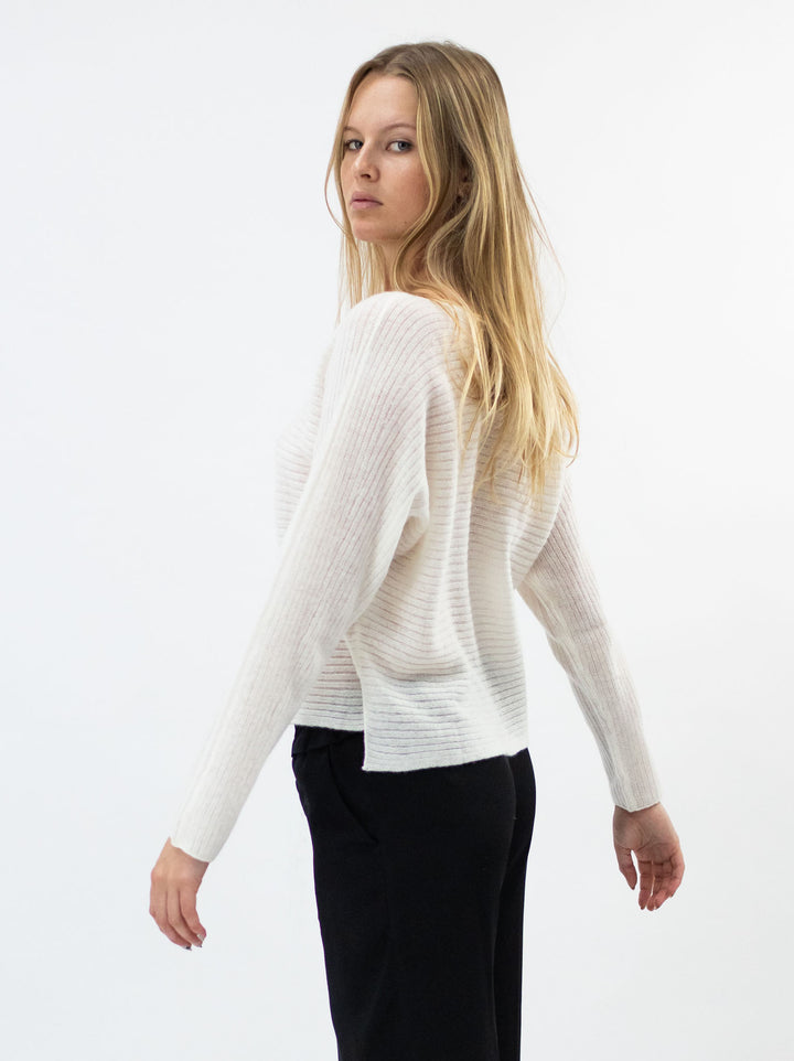 Soft Open Weave Cashmere Boatneck Sweater #PEARL