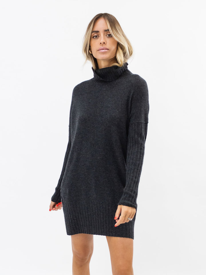 Long Cashmere Turtleneck Sweater #CHARCOAL