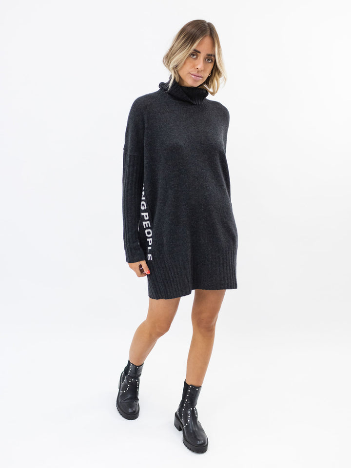 Long Cashmere Turtleneck Sweater #CHARCOAL