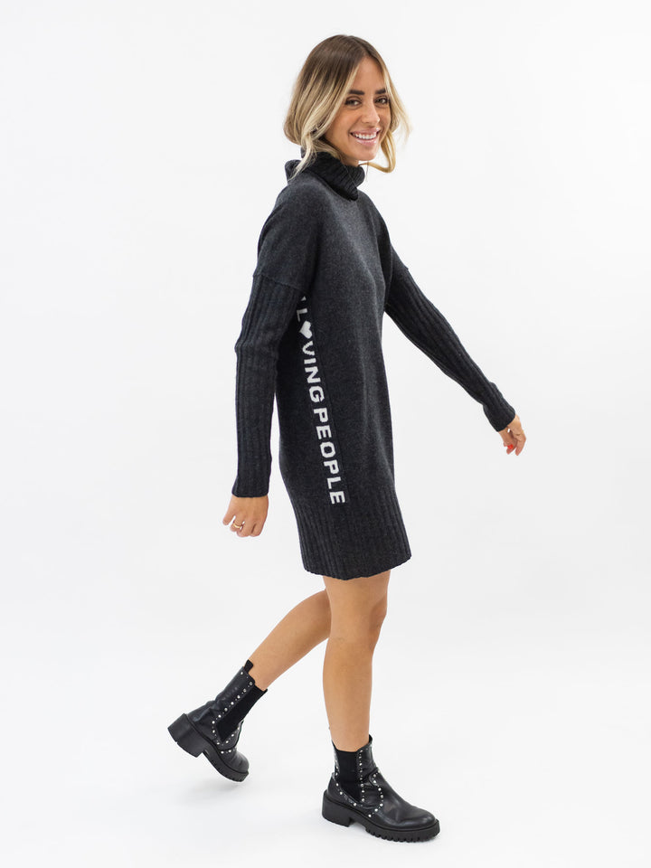 Long Cashmere Turtleneck Sweater #CHARCOAL